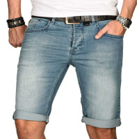 Alessandro Salvarini Herren Jeans Shorts kurze Sommer hose Hellblau Slim Fit W31