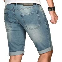 Alessandro Salvarini Herren Jeans Shorts kurze Sommer hose Hellblau Slim Fit W31