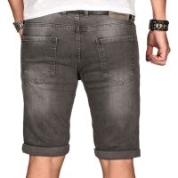 Alessandro Salvarini Herren Jeans Shorts kurze Sommer hose Dunkelgrau Slim Fit W32