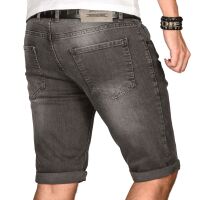 Alessandro Salvarini Herren Jeans Shorts kurze Sommer hose Dunkelgrau Slim Fit W36