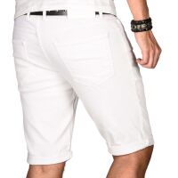 Alessandro Salvarini Herren Jeans Shorts kurze Sommer hose Weiss Slim Fit W29