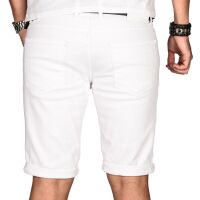 Alessandro Salvarini Herren Jeans Shorts kurze Sommer hose Weiss Slim Fit W36