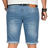 Alessandro Salvarini Herren kurze Jeans Shorts Washed Mittelblau Slim Fit W29