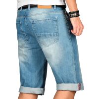 Alessandro Salvarini Herren kurze Hose Jeans Bermuda Shorts Blau W29