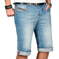 Alessandro Salvarini Herren kurze Hose Jeans Bermuda Shorts Blau W32