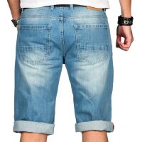 Alessandro Salvarini Herren kurze Hose Jeans Bermuda Shorts Blau W32