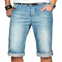Alessandro Salvarini Herren kurze Hose Jeans Bermuda Shorts Blau W42