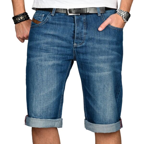 Alessandro Salvarini Herren kurze Hose Jeans Bermuda Shorts Blau W34