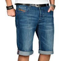 Alessandro Salvarini Herren kurze Hose Jeans Bermuda Shorts Blau W46
