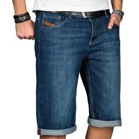 Alessandro Salvarini Herren kurze Hose Jeans Bermuda Shorts Dunkel Blau W32