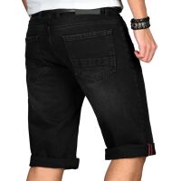 Alessandro Salvarini Herren kurze Hose Jeans Bermuda Shorts Schwarz W29