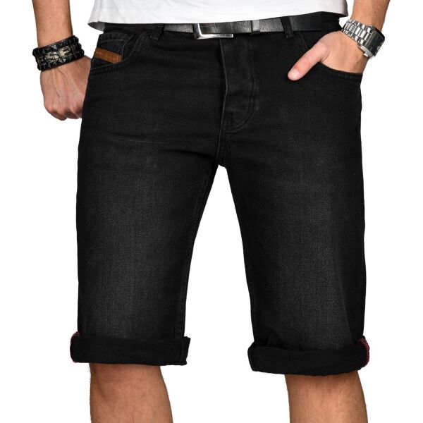 Alessandro Salvarini Herren kurze Hose Jeans Bermuda Shorts Schwarz W44