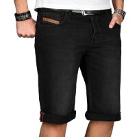 Alessandro Salvarini Herren kurze Hose Jeans Bermuda Shorts Schwarz W44