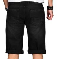 Alessandro Salvarini Herren kurze Hose Jeans Bermuda Shorts Schwarz W44