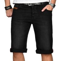 Alessandro Salvarini Herren kurze Hose Jeans Bermuda Shorts Schwarz W46