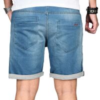 Alessandro Salvarini Herren Jeans Shorts Washed kurze Hose Hellblau Comfort Fit W29