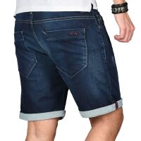 Alessandro Salvarini Herren Jeans Shorts Washed kurze Hose Dunkelblau Comfort Fit W31
