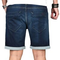 Alessandro Salvarini Herren Jeans Shorts Washed kurze Hose Dunkelblau Comfort Fit W31