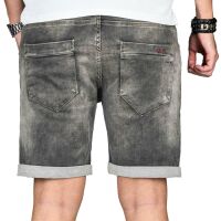 Alessandro Salvarini Herren Jeans Shorts Washed kurze Hose Grau Comfort Fit