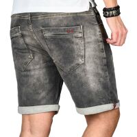 Alessandro Salvarini Herren Jeans Shorts Washed kurze Hose Grau Comfort Fit W30