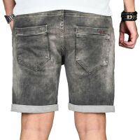 Alessandro Salvarini Herren Jeans Shorts Washed kurze Hose Grau Comfort Fit W31