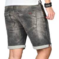Alessandro Salvarini Herren Jeans Shorts Washed kurze Hose Grau Comfort Fit W32