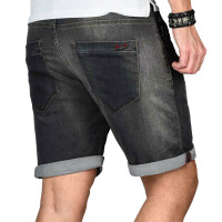 Alessandro Salvarini Herren Jeans Shorts Washed kurze Hose Dunkelgrau Comfort Fit W30