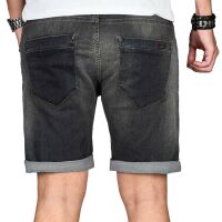 Alessandro Salvarini Herren Jeans Shorts Washed kurze Hose Dunkelgrau Comfort Fit W38