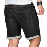 Alessandro Salvarini Herren Jeans Shorts Washed kurze Hose Schwarz Comfort Fit W29
