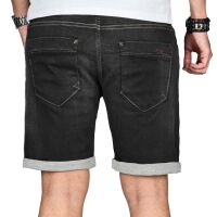 Alessandro Salvarini Herren Jeans Shorts Washed kurze Hose Schwarz Comfort Fit W29