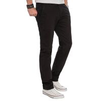 Alessandro Salvarini Herren Designer Chino Stoff Hose Schwarz Regular Fit W30 L34