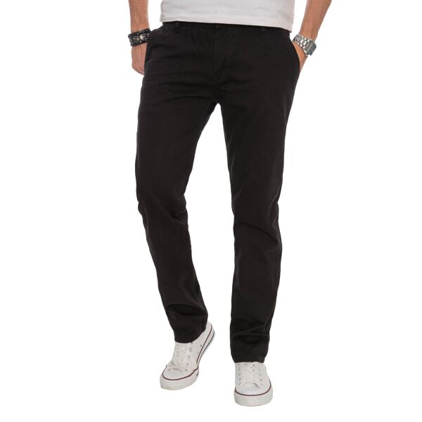 Alessandro Salvarini Herren Designer Chino Stoff Hose Schwarz Regular Fit W32 L34