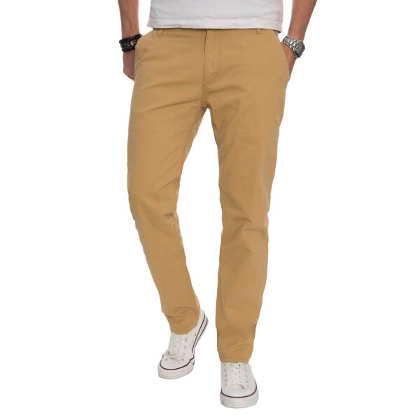 Alessandro Salvarini Herren Designer Chino Stoff Hose Beige Regular Fit W34 L34