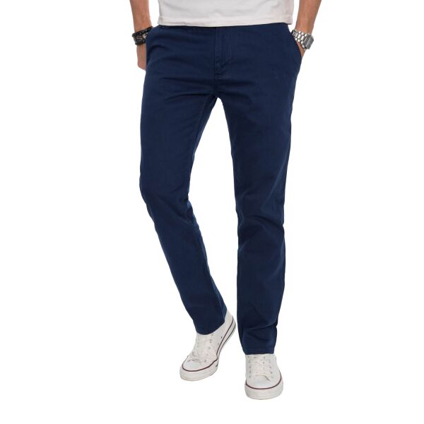 Alessandro Salvarini Herren Designer Chino Stoff Hose Dunkelblau Regular Fit W33 L30