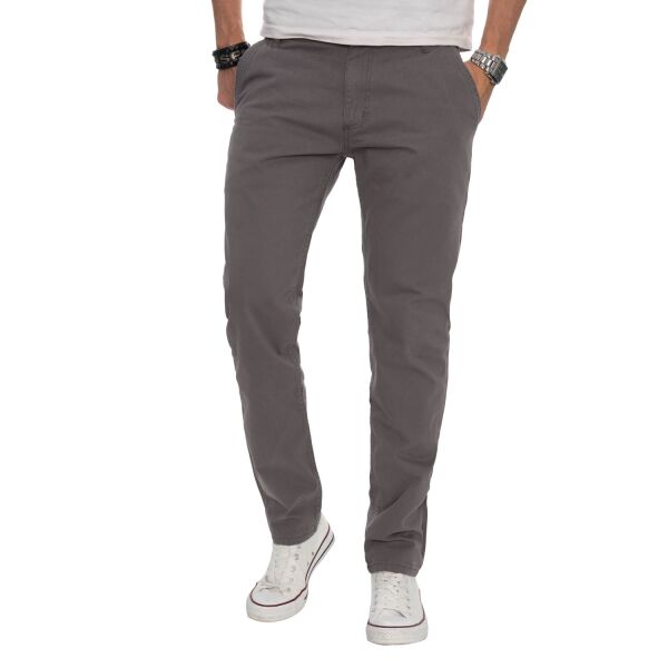 Alessandro Salvarini Herren Designer Chino Stoff Hose Grau Regular Fit W32 L34