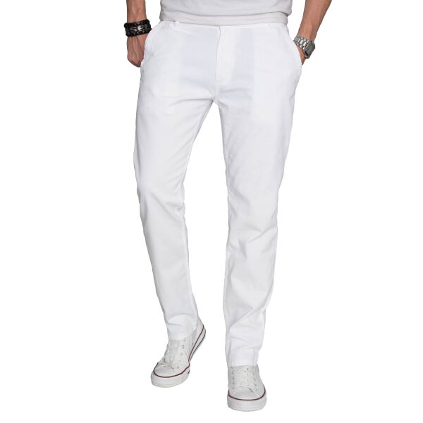 Alessandro Salvarini Herren Designer Chino Stoff Hose Weiss Regular Fit W31 L30