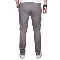 Alessandro Salvarini Herren Stretch Chino Stoff Hose Regular Slim Grau Regular Slim W33 L30