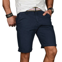 Alessandro Salvarini Herren kurze Hose Bermuda Short mit Gürtel Navy - Regular Fit