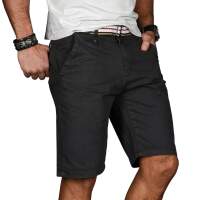 Alessandro Salvarini Herren kurze Hose Bermuda Short mit Gürtel Anthrazit - Regular Fit W30