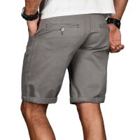 Alessandro Salvarini Herren kurze Hose Bermuda Short mit Gürtel Grau - Regular Fit W29