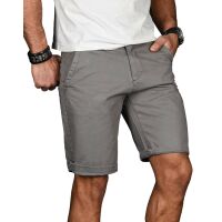 Alessandro Salvarini Herren kurze Hose Bermuda Short mit Gürtel Grau - Regular Fit W29