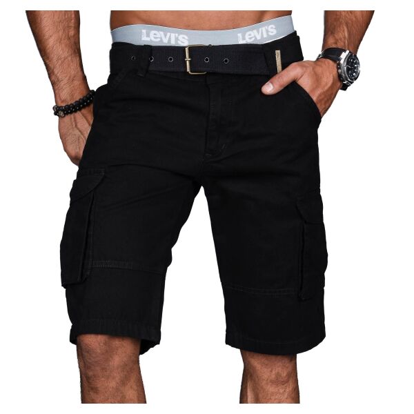 Alessandro Salvarini Herren Designer Cargo Shorts Schwarz W34