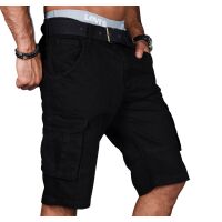 Alessandro Salvarini Herren Designer Cargo Shorts Schwarz W34