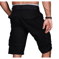 Alessandro Salvarini Herren Designer Cargo Shorts Schwarz W34