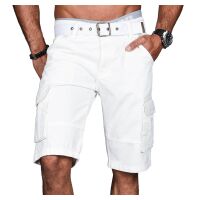 Alessandro Salvarini Herren Designer Cargo Shorts Weiss W30