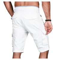 Alessandro Salvarini Herren Designer Cargo Shorts Weiss W36