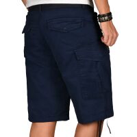 Alessandro Salvarini Herren Kurze Hose Cargo Shorts mit Gürtel Navy W31