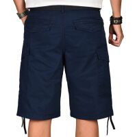 Alessandro Salvarini Herren Kurze Hose Cargo Shorts mit Gürtel Navy W31
