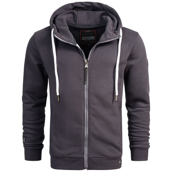 Alessandro Salvarini Herren Sweatjacke Kapuzenpullover Jacke Hoodie Anthrazit - Gr. XL