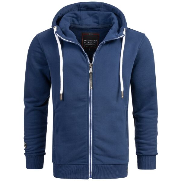 Alessandro Salvarini Herren Sweatjacke Kapuzenpullover Jacke Hoodie Blau